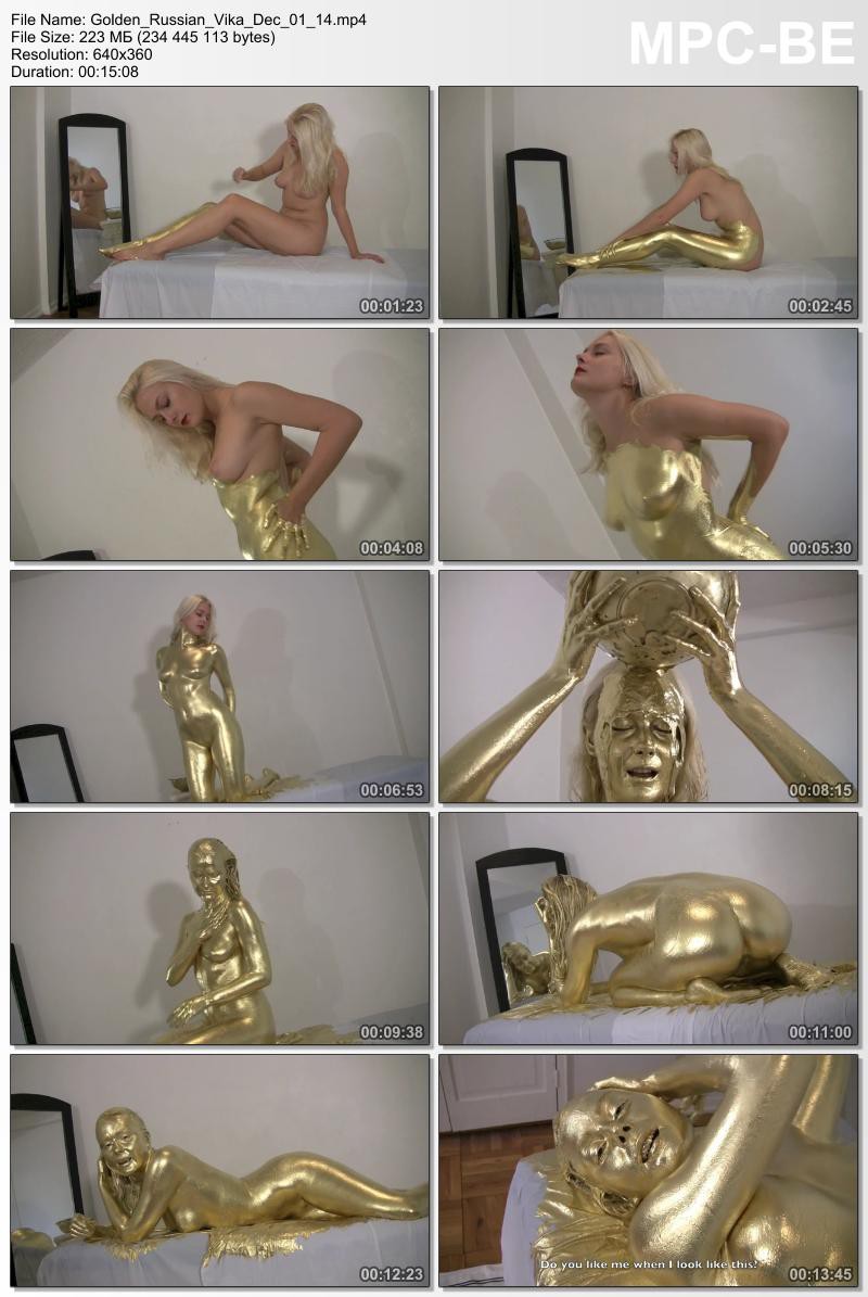 Golden Russian Vika - gold paint. Dec 01 2014. Messygirl.com (223 Mb)