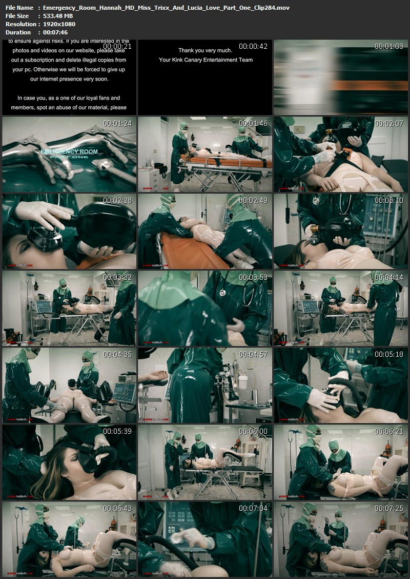 Emergency Room – Hannah MD, Miss Trixx And Lucia Love Part One (Clip284). Aug 09 2016. Clinicaltorments.com (533 Mb)
