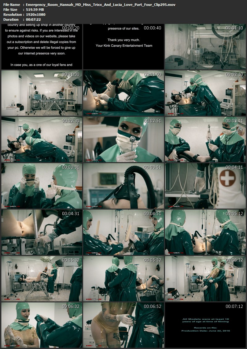 Emergency Room – Hannah MD, Miss Trixx And Lucia Love Part Four (Clip295). Nov 01 2016. Clinicaltorments.com (519 Mb)