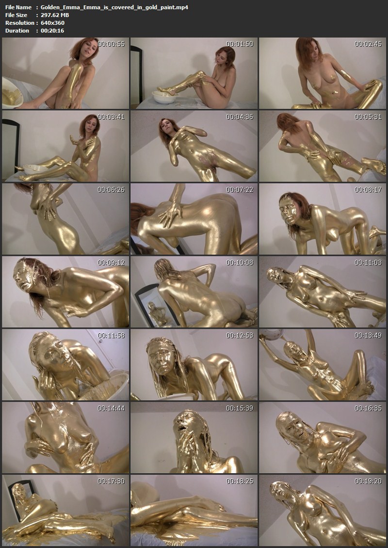 Golden Emma - Emma is covered in gold paint. Nov 07 2016. Messygirl.com (297 Mb)