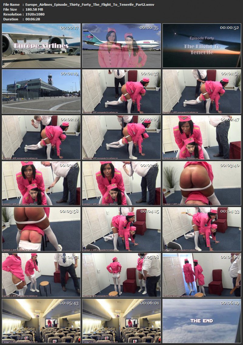 Europe Airlines Episode Forty - The Flight To Tenerife Part 2. Spanked-in-uniform.com (180 Mb)
