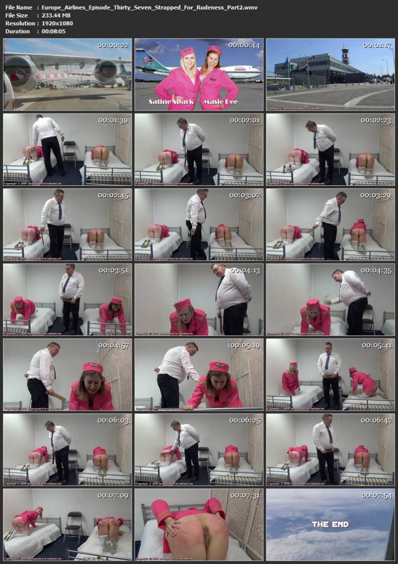 Europe Airlines Episode Thirty Seven - Strapped For Rudeness Part 2. Spanked-in-uniform.com (233 Mb)
