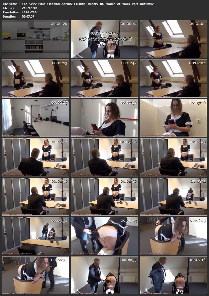 The Sexy Maid Cleaning Agency Episode Twenty - No Mobile At Work! Part One. Spanked-in-uniform.com (219 Mb)