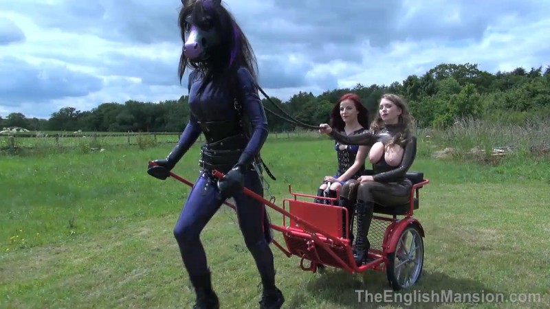 Rubber Horse Drawn Cart – Mistress Lola Ruin And Mistress T. TheEnglishMansion.com (206 Mb)