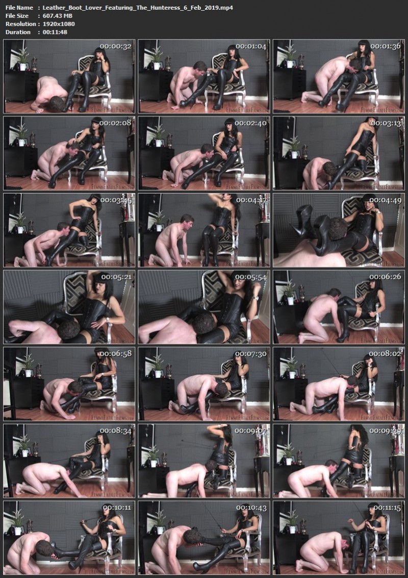 Leather Boot Lover – Featuring The Hunteress. 06 Feb 2019. Femmefatalefilms.com (607 Mb)