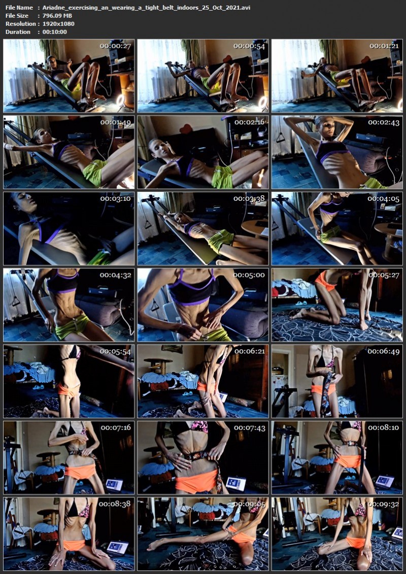 Ariadne exercising an wearing a tight belt indoors. 25 Oct 2021. Skinnyfans.com (796 Mb)