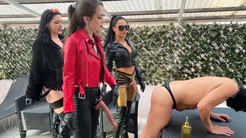 Triple Domme Pegging Gangbang On The Terrace - Evilwoman, Mistress Glamorous, Aliena Moore (815 Mb)
