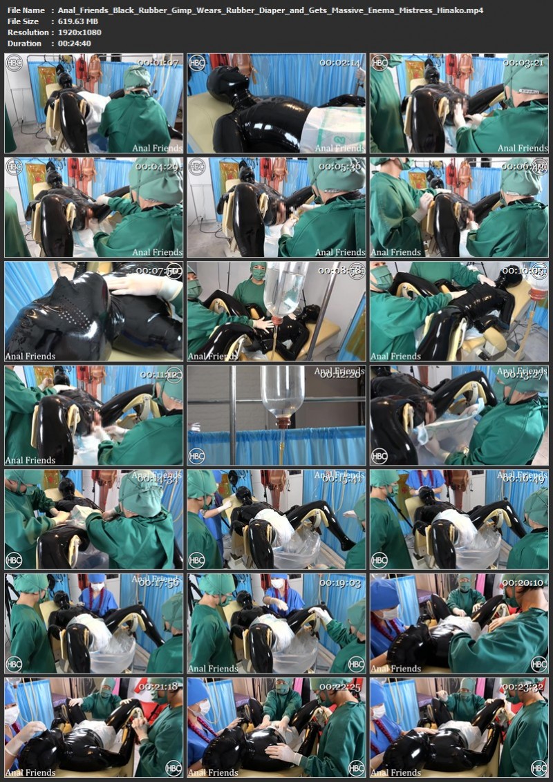 Anal Friends Black Rubber Gimp Wears Rubber Diaper and Gets Massive Enema - Mistress Hinako. (619 Mb)