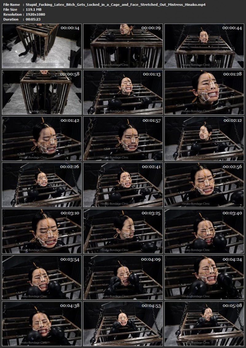Stupid Fucking Latex Bitch Gets Locked in a Cage and Face Stretched Out - Mistress Hinako. Hinako-Bondage-Clinic (119 Mb)
