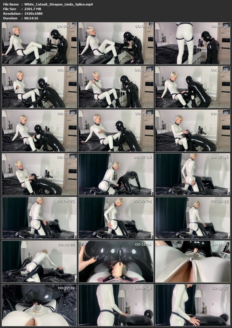 White Catsuit Strapon - Linda Splice (2301 Mb)