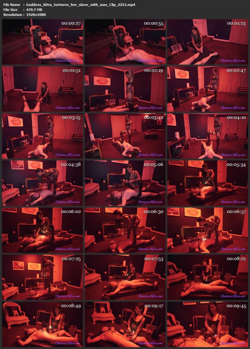 Goddess Kitra tortures her slave with wax Clip 2251. MenAreSlaves. (470 Mb)