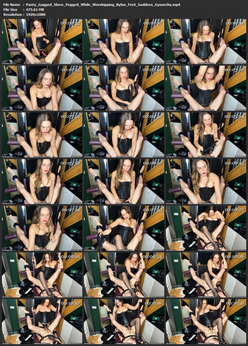 Panty Gagged Slave Pegged While Worshipping Nylon Feet - Goddess Gynarchy. (475 Mb)