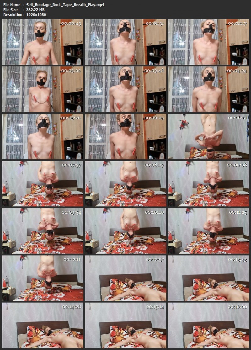 Self Bondage Duct Tape Breath Play. (382 Mb)